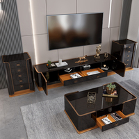Meuble TV moderne de luxe en marbre, 1 pièce, table basse rectangulaire en bois massif avec meuble TV haut de gamme pour meubles de salon