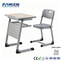 Meubles scolaires pour un seul élève, table et chaises en bois, tables de classe, mobilier scolaire en PP, pieds en acier, salle d'étude scolaire