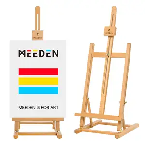 MEEDEN High Solid Beech Studio Wood Large 38'' Wooden Tabletop H-Frame Table Easel Stand For Painting