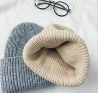 Gorro de punto de calavera lisa con puños Unisex de diseño personalizado de alta calidad