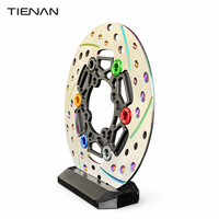 Disque de frein flottant pour moto, finition titane, perforé et rainuré, en acier inoxydable CNC avec boutons colorés pour scooter