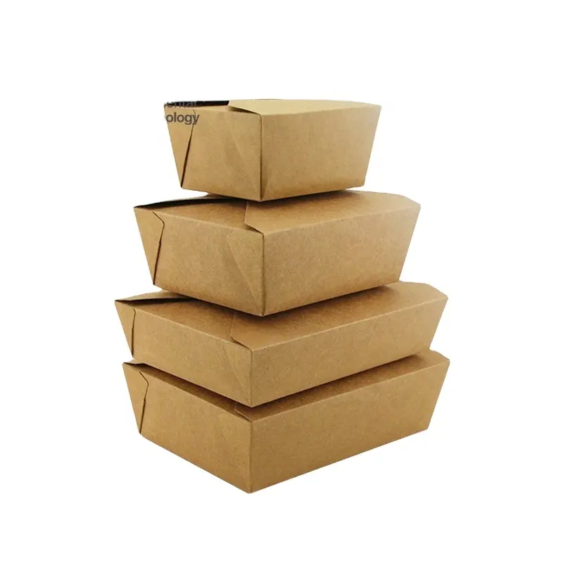 Take Away Box Disposable Grease-proof Kraft Paper Deli Fast Food Take Out Box Lunch Fried Chicken Takeaway Box