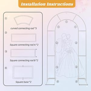 Supporto per fondale a doppio arco resistente 6.6ft 7.2ft, telaio in metallo a forma di U per fondali, archi nuziali per cerimonie e baby shower - Product Image 3