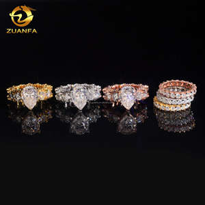 Pass Diamond Tester 925 Plata sólida Anillo de novia de lujo Joyería VVS1 6Ct Pera Tamaño grande Moissanite Eternity Anillo de banda de compromiso - Product Image 6