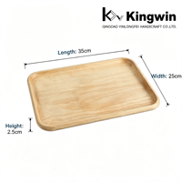 Plateau de service rectangulaire minimaliste en bois d'hévéa Kingwin, empilable, organiseur de rangement pour coiffeuse, salle de bain, bureau, vente en gros, personnalisable
