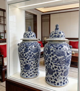 Jarra General de Porcelana Azul y Blanca de la Dinastía <span class=keywords><strong>Ming</strong></span> con Patrón de Dragón y Cabeza de Bestia, Adorno Coleccionable de Cerámica Vintage para Decoración del Hogar - Product Image 6