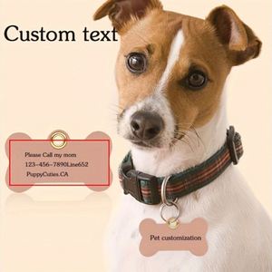 Personalized PU Leather Dog <b>Cat</b> Bone Shape ID <b>Tag</b> Custom Logo Laser Printed Pet Collar <b>Tag</b> Portable Novelty Pet Gift for Owners - Product Image 4