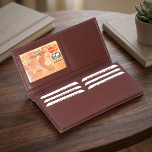 Unisex <b>Brown</b> Leather Fashion Short <b>Wallet</b> with Chains and Letter Decoration Fold Closure Anti-Theft Feature Customized on Sale - Product Image 1