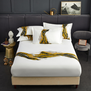 Groothandel Aanpasbare Commerciële Hotel Flat Sheet Hypoallergeen Anti-Slip Ademend Bedrukt Rekbaar Hoeslaken - Product Image 1