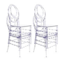 Chaise Phénix en Acrylique Transparent Effet Cristal Luxe Hôtelier, Empilable pour Mariages et Événements, Avec Coussins