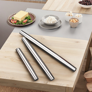 <span class=keywords><strong>Mattarello</strong></span> liscio in acciaio inossidabile per la cottura per la torta di Pizza fondente pasta per biscotti da cucina - Product Image 6