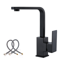 Robinet de Bar à poignée unique en acier inoxydable, Arc élevé, mélangeur d'eau chaude et froide, robinet de lavabo de salle de bains, robinet de cuisine noir
