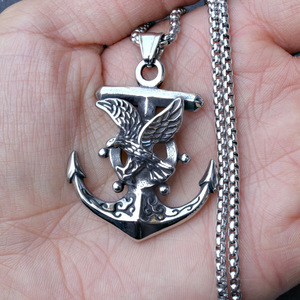 Pendentif Aigle Ancre en Acier Inoxydable, Collier pour Homme, Style Hip Hop Punk, Bijou Cadeau - Product Image 2