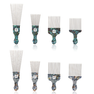 Peigne à dents en métal acier inoxydable Outils de salon Pick Man <span class=keywords><strong>Afro</strong></span> <span class=keywords><strong>Barber</strong></span> Oil Hair Syling Pick Comb - Product Image 3