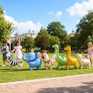 Globos de Aluminio con Ruedas para Niños, con Forma de Gato, Tigre, Corona, Elefante, Dinosaurio, Unicornio y Zebra, para Decoración de Fiestas Infantiles - Product Image 1