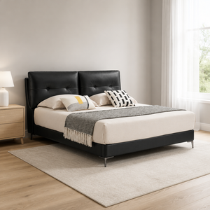 Cabecera Moderna Tapizada con Botones, Panel Doble Acolchado, Estructura de Plataforma de Cuero, Patas de Metal, Tamaño King, para Recámara Principal - Product Image 3