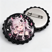 Broche personnalisée en métal étamé en forme de bouchon de bouteille Vigreat, vente en gros pour salons professionnels, cadeaux promotionnels et événements