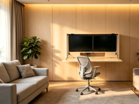 Bureau mural électrique Sit-Stand Murphy pour deux écrans ultra-larges de 27 pouces, poste de travail mural gain de place pour bureau à domicile, double moniteur escamotable OEM