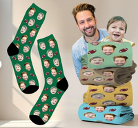 Chaussettes personnalisées avec portrait imprimé OEKO Tex100, cadeau amusant, chaussettes mi-hautes pour hommes et femmes, vente en gros, OEM, chaussettes personnalisées avec photo de visage