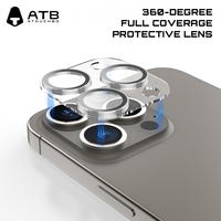ATB nouveau métal aluminium verre caméra lentille protecteur d'écran pour Iphone 15 Pro Max caméra lentille écran Film de protection