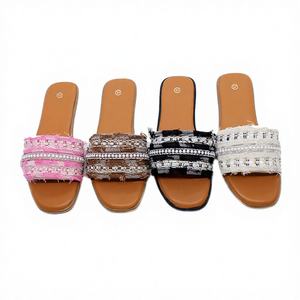 Sandalias Planas de Mujer, Modernas, de Verano, Estilo Retro, Cómodas, con Pedrería, Transpirables, Ligeras y Antideslizantes - Product Image 2