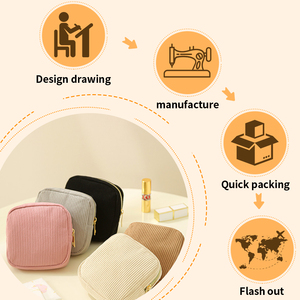 Praktische Kosmetiktasche aus Kord für unterwegs – Reisetasche oder Rotes Kuvert für die Aufbewahrung von Hygieneartikeln - Product Image 6