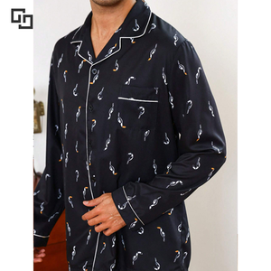Ensemble de pyjamas <span class=keywords><strong>en</strong></span> tissu de fibre de bambou pour hommes, pantalons longs à manches longues, ensemble deux pièces, vente <span class=keywords><strong>en</strong></span> gros de haute qualité, pyjamas pour hommes - Product Image 3