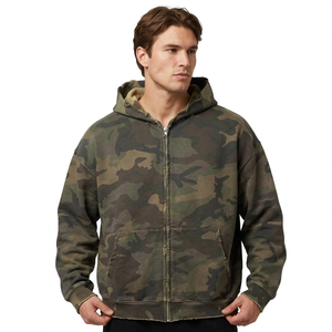 Sudadera con capucha unisex de forro polar grueso con cremallera, bolsillo canguro, capucha con cordón y puños y dobladillo acanalados, estilo casual urbano. - Product Image 1