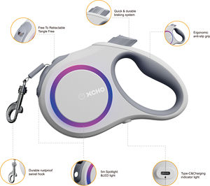 Correa Retráctil para Perro XCHO <span class=keywords><strong>2026</strong></span> con Luz LED Ambiental para Paseos Nocturnos, Mango Antideslizante - Product Image 2