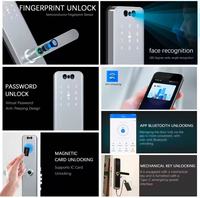 NOUVEAU Serrure de porte intelligente WIFI TTlock/Tuya avec caméra et reconnaissance biométrique d'empreintes digitales, reconnaissance faciale 3D, déverrouillage par serrure de porte numérique en aluminium