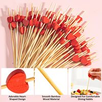 100 stuks bamboe biologisch afbreekbare hartvormige fruitprikkers met aangepast patroon, feest- en bruiloftaccessoires