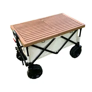 热卖转向旅行车实用便携式折叠旅行车花园推车带板桌