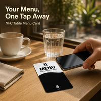 Carte de menu de restaurant personnalisée, étanche, NFC RFID 13,56 MHz, autocollante, support de table, appuyez pour consulter le menu en ligne, puce 215