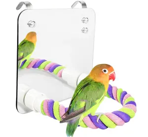 Игрушка-попугай, акриловая птица с зеркалом, подставка для птичьей клетки, подставка для животных, подставка для бара, игрушки для птиц
