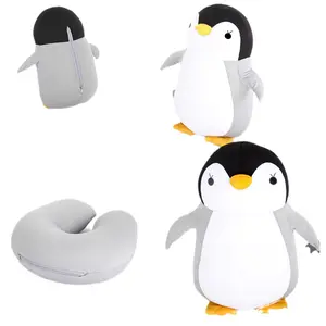 Pingouin U forme dessin animé déformation cou oreiller multi-fonction oreiller à double usage
