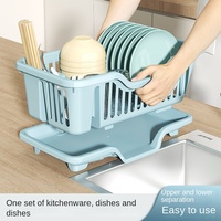 Égouttoir de cuisine sur pied en plastique XT102, multifonctionnel pour le rangement des assiettes et des bols sur comptoir
