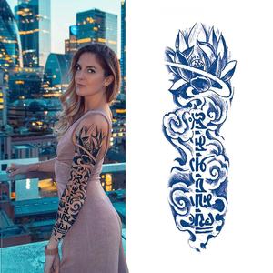 Realistische wasserdichte Semi Permanent Sleeve Tattoos für Männer Frauen Vollarm abdeckung Dunkelblau Langlebig <span class=keywords><strong>3</strong></span> Wochen für Körper gesicht - Product Image 2