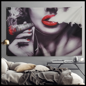 Bandera Decorativa con Diseño de Mujer Fumando, Bandera de Arte y Belleza para Decoración del Hogar, 3x5 Pies, 4 Ojales en las Esquinas - Product Image 6