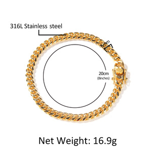 Joyería <span class=keywords><strong>de</strong></span> Bisutería al por Mayor, Joyería <span class=keywords><strong>de</strong></span> Acero Inoxidable 316L, Chapado en Oro <span class=keywords><strong>de</strong></span> 18K, Cadena Cubana <span class=keywords><strong>de</strong></span> 6mm, Pulsera, Gargantillas <span class=keywords><strong>de</strong></span> Moda, Collares - Product Image 6