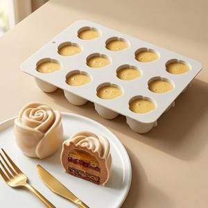 12 Cavity Rose Shape <b>Silicone</b> Mold Food Grade French Mousse Chocolate Handmade Soap DIY Home <b>Baking</b> Mould - Product Image 3