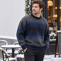Pull-over en tricot personnalisé en gros, 320 GSM, poids moyen, doux et chaud, col rond classique, pour hommes et femmes, automne-hiver