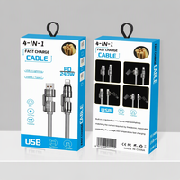Kabel Silikon Cair 4-in-1 USB-A/Type-C/ Pengisian Daya Super Cepat 240W untuk IPhone8-16 ProMax iPad Notebook Tablet Ponsel