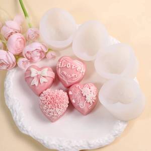 Heart-shaped chocolate wedding decoration tools, cake baking molds, heart-shaped butterfly bow <b>candles</b>, Valentine's Day gifts - Product Image 1