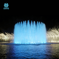 Fontaine flottante à jet d'eau haute performance en acier inoxydable 304 pour extérieur, avec éclairage LED multicolore et contrôle musical/PLC/DMX512, conception de plans CAO privés