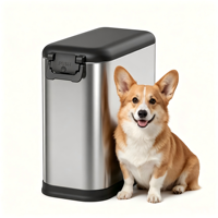 Conteneur de stockage pour aliments pour animaux, nourriture pour chats et graines pour oiseaux, couvercle hermétique sans BPA, bac à nourriture pour animaux en acier inoxydable brossé