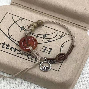 <span class=keywords><strong>Bracelet</strong></span> Cercle Rouge Coucher de Soleil Style National pour Hommes, Pendentif <span class=keywords><strong>Montagne</strong></span> et Mer, Bracelets Tressés, Bijoux - Product Image 1