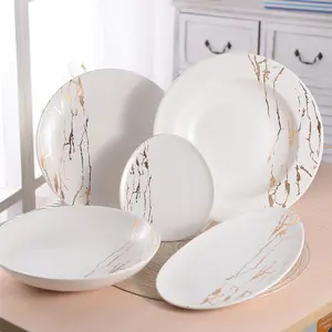 Vaisselle de vente chaude assiettes à dîner en marbre fantaisie ensemble de dîner en porcelaine