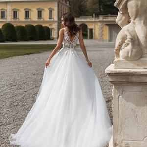 2022 A-Line <span class=keywords><strong>Vestido</strong></span> <span class=keywords><strong>De</strong></span> <span class=keywords><strong>novia</strong></span> <span class=keywords><strong>2021</strong></span> elegante espalda descubierta Boho cuello pico con cuentas flores sin mangas Sexy <span class=keywords><strong>playa</strong></span> <span class=keywords><strong>Vestido</strong></span> <span class=keywords><strong>De</strong></span> <span class=keywords><strong>novia</strong></span> - Product Image 2