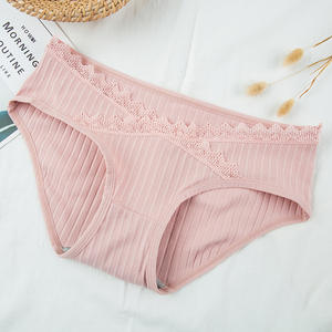 Celana Dalam Wanita Hamil Bertepi Renda Pinggang Rendah Warna Murni Katun Organik Bersirkulasi Pakaian Dalam Wanita Ukuran Plus - Product Image 4