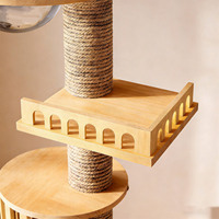 Arbre à chat tour à 5 niveaux avec structure en bois massif, du sol au plafond, maison pour chat, lit réglable en hauteur, arbre à chat en bois